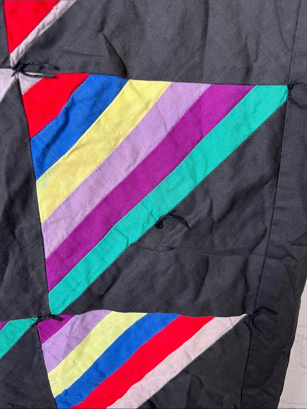 Vintage Handmade Rainbow Quilt